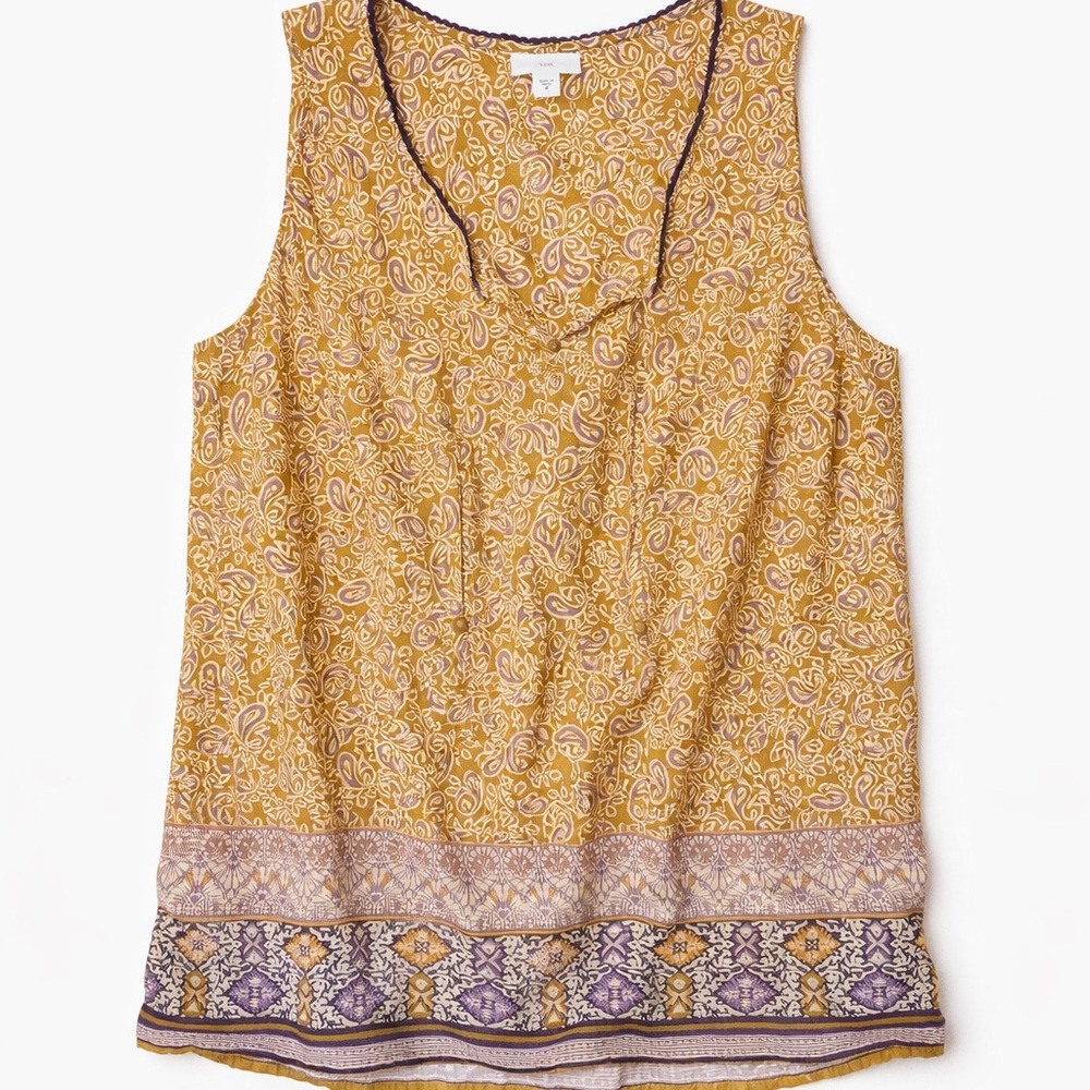 J. Jill Paisley Print Sleeveless Top | Mustard & Plum | Size Medium